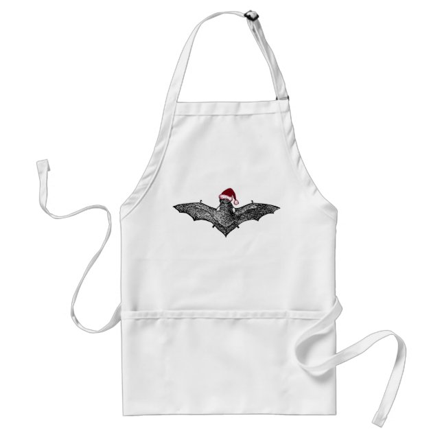 Bat in a Santa Hat Adult Apron (Front)