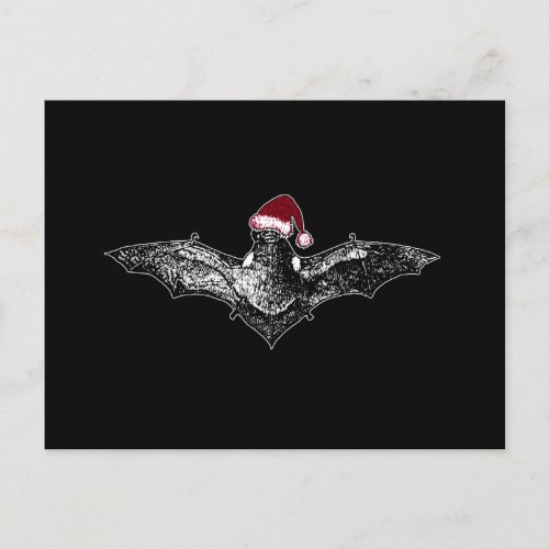 Bat in a Santa Hat Holiday Postcard