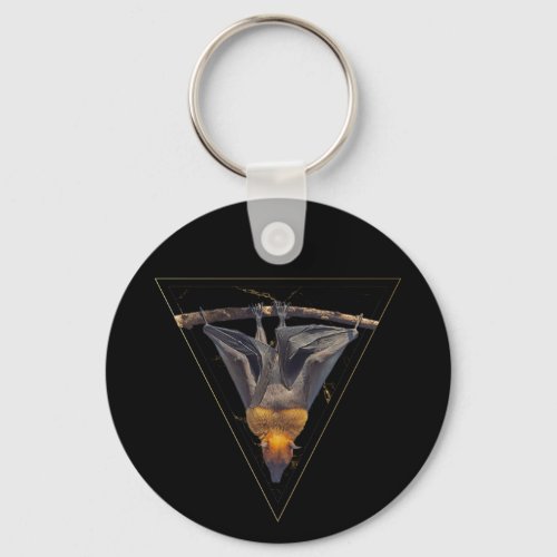 Bat in Golden Triangle  Button Key Ring