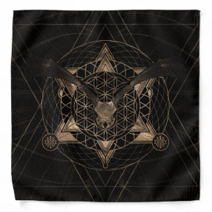 Bat in Sacred Geometry - Black and Gold Bandana