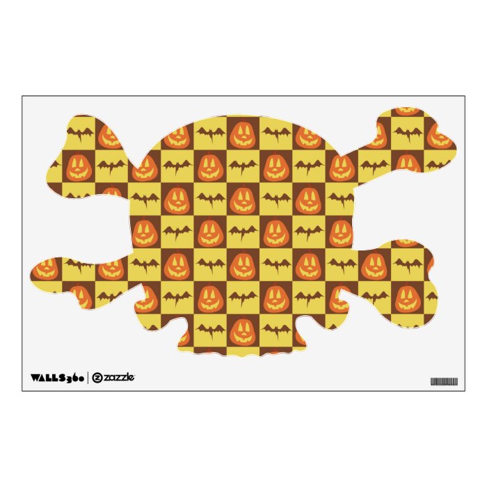 Bat Jack O' Lantern Checkered Pattern Wall Sticker