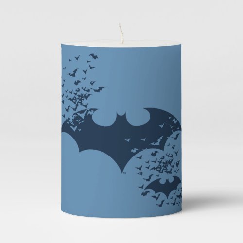 Bat Logo Bursting Into Bats Pillar Candle