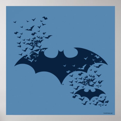 Bat Logo Bursting Into Bats Poster