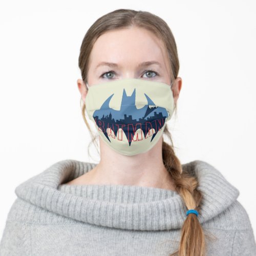 Bat Logo With Gotham  Bat Signal Adult Cloth Face Mask