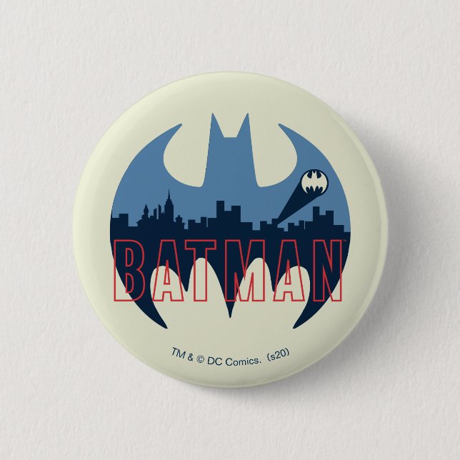 Bat Logo With Gotham & Bat Signal Button (Front)