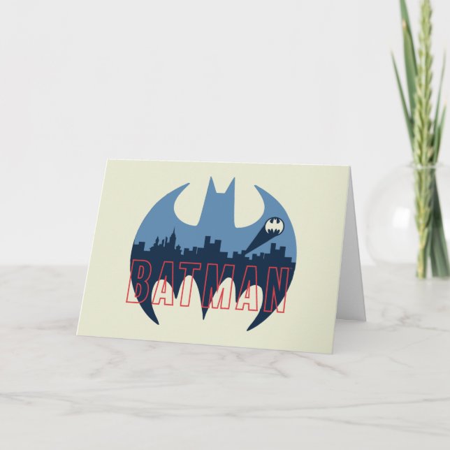 Bat Logo With Gotham & Bat Signal Card (Front)
