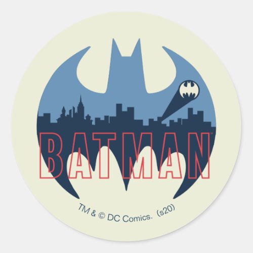 Bat Logo With Gotham  Bat Signal Classic Round Sticker