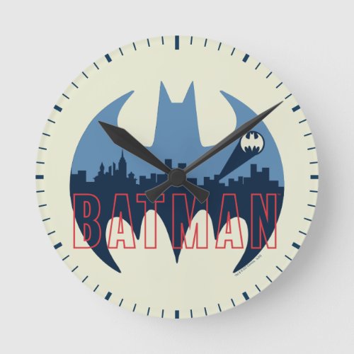 Bat Logo With Gotham  Bat Signal Round Clock