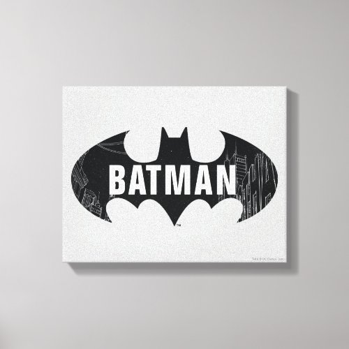 Bat Logo With Gotham Etching Canvas Print