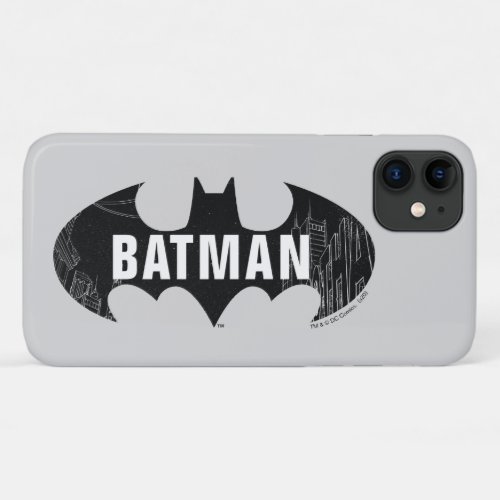 Bat Logo With Gotham Etching iPhone 11 Case