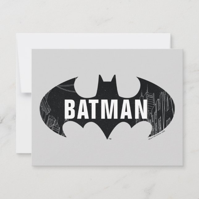Bat Logo With Gotham Etching Note Card (Front)