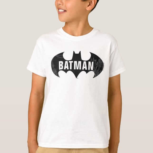 Bat Logo With Gotham Etching T-Shirt (Front)