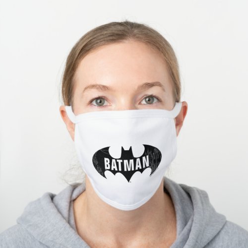 Bat Logo With Gotham Etching White Cotton Face Mask