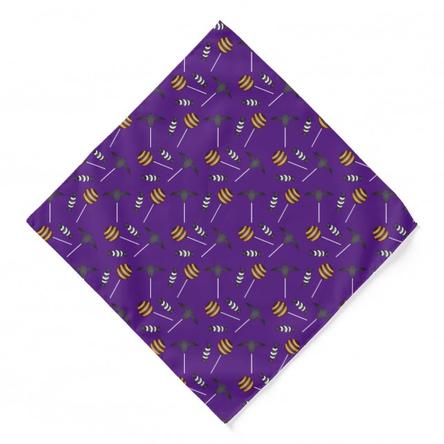 Bat Lollipop Purple Orange Black Bandana (Front)
