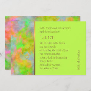 Bat Mitzvah Abstract Design in Lime Green Invitation