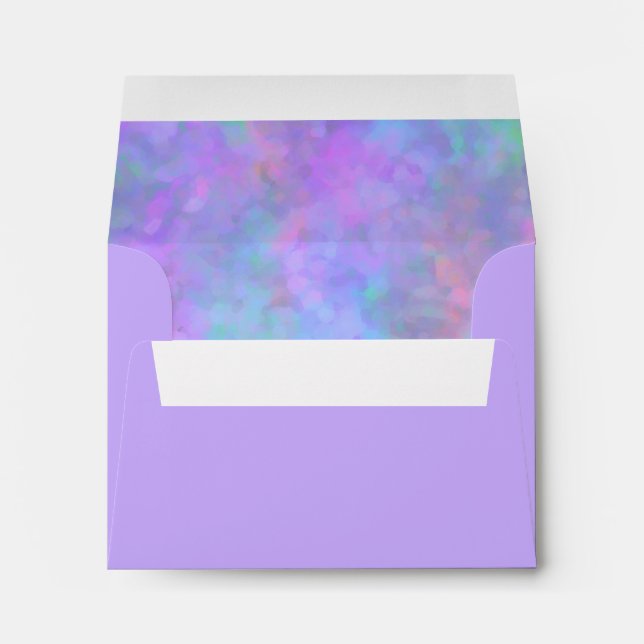 Bat Mitzvah Abstract Purple Pink Blue Silver RSVP Envelope (Back (Bottom))
