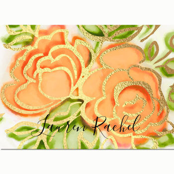 Bat Mitzvah Abstract Roses Orange Thank You Card by TailoredType at Zazzle