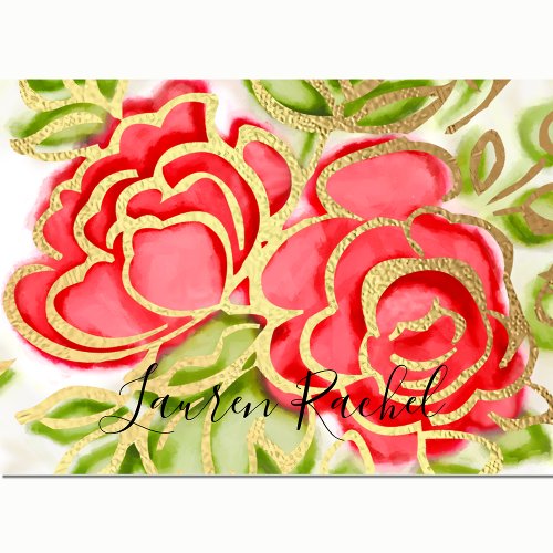 Bat Mitzvah Abstract Roses Red Thank You Card