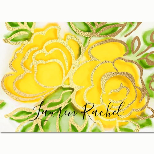 Bat Mitzvah Abstract Roses Yellow Thank You Card