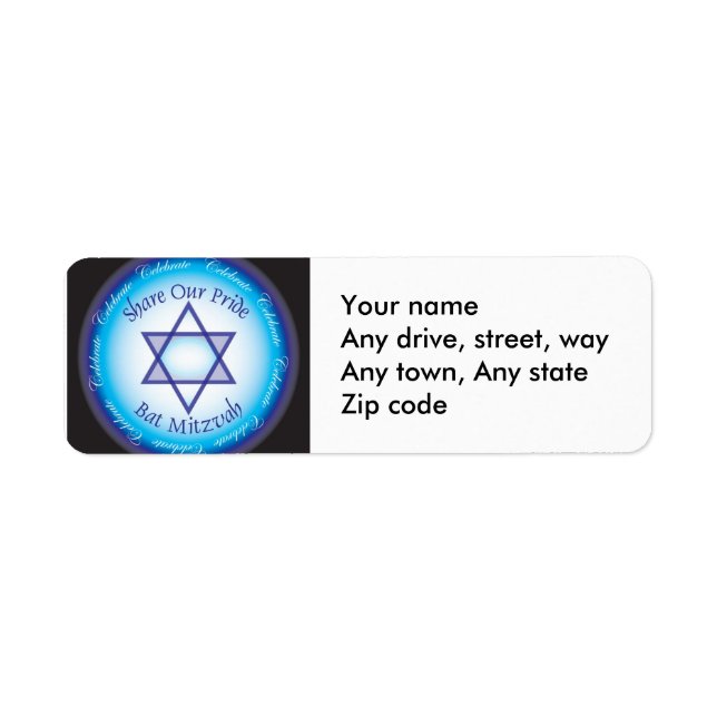 Bat Mitzvah address label (Front)