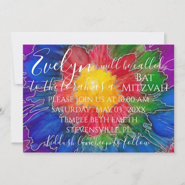 Bat Mitzvah Bar Mitzvah Colorful Invitation (Front)