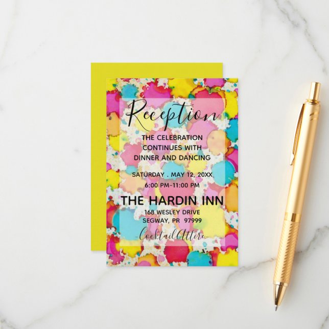 Bat Mitzvah Bar Mitzvah Confetti Reception Card (Front/Back In Situ)