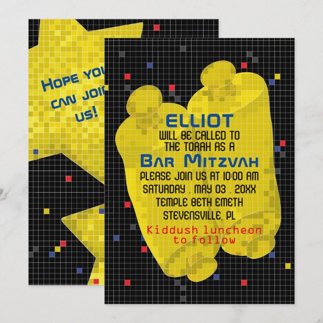 Bat Mitzvah Bar Mitzvah Game On Invitation (Front/Back)