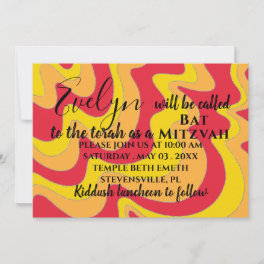 Bat Mitzvah Bar Mitzvah Silvery Waves Invitation