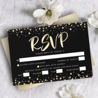 Bat Mitzvah Black Gold Foil Glitter Script Entrée