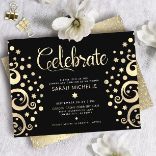 Bat Mitzvah Black Gold Foil Tree of Life Script Enclosure Card