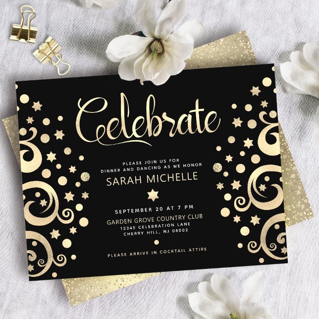 Bat Mitzvah Black Gold Foil Tree of Life Script  Enclosure Card (Creator Uploaded)