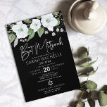 Bat Mitzvah Black Silver Script Floral Watercolor Invitation<br><div class="desc">Be proud, rejoice and showcase this milestone of your favorite Bat Mitzvah with this sophisticated, personalized invitation! A chic, stunning, white and faux silver glitter floral watercolor with faux silver foil script typography and white sans serif type overlays a dramatic black background. Additional watercolor flowers and a silver Star of...</div>
