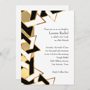 Bat Mitzvah Black White Star of David on Any Color Invitation