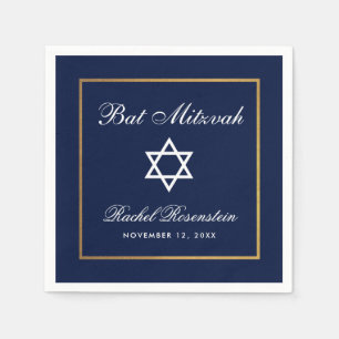 Bat Mitzvah Blue and Gold Napkins