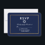 Bat Mitzvah Blue and Gold RSVP<br><div class="desc">Bat Mitzvah Blue and Gold RSVP Card</div>