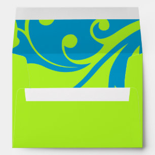 Bat Mitzvah Blue and Green Contemporary Swirls Envelope