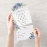 Bat Mitzvah, Blue and Silver Watercolor Flowers All In One Invitation<br><div class="desc">This beautiful invitation features watercolor flowers and glitter accents.  Use the template form to add your text.  The advanced editing menus (to change fonts and colors) can be accessed by selecting the option to "Customize Further".</div>