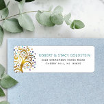 Bat Mitzvah Blue Gold Tree of Life Return Address Label<br><div class="desc">Be proud, rejoice and showcase this milestone of your favorite Bat Mitzvah with this fun, sophisticated, personalized return address label! A stunning, graphic faux gold foil tree with sparkly turquoise, teal, purple and blue Star of David and dot “leaves” overlays a white background. Personalize the custom text with your name...</div>