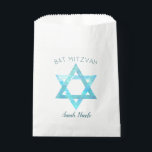 Bat Mitzvah Blue Opal Star Of David Glam Party Favor Bag<br><div class="desc">Personalized Bat Mitzvah favor bags with a simple faux blue opal watercolor Star of David symbol will set the tone for your glam party. The stylish design includes two sets of deep blue text, BAT MITZVAH in a gentle arch above the faux iridescent blue Shield of David and room for...</div>