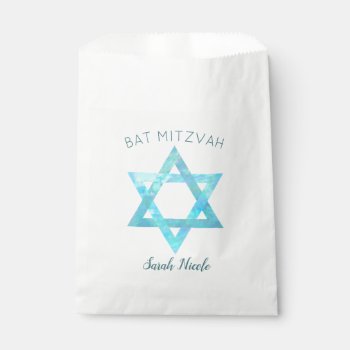 Bat Mitzvah Blue Opal Star Of David Glam Party Favor Bag by ArtfulDesignsByVikki at Zazzle