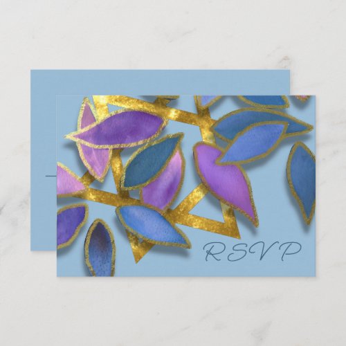 Bat Mitzvah Blue Purple Watercolor Petals Star Invitation