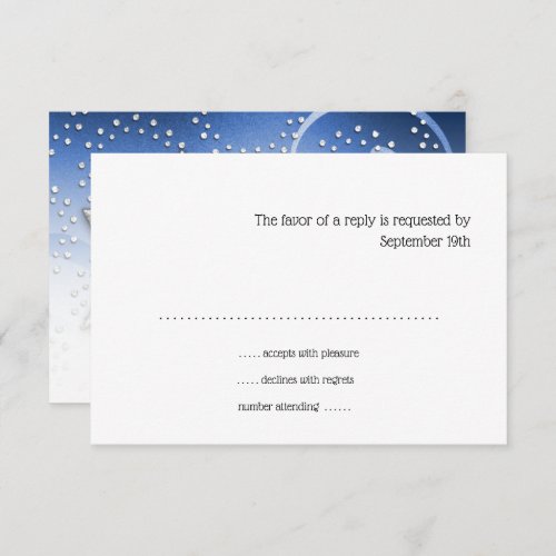 Bat Mitzvah Blue Shimmer Star of David RSVP Card