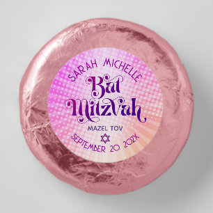 Bat Mitzvah Bold Groovy Retro Pink Orange Gradient Dipped Oreo Cookie Favors