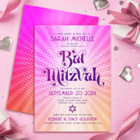 Bat Mitzvah Bold Retro Boho Pink Orange Gradient