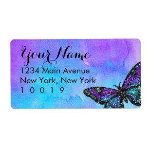 Bat Mitzvah Butterfly Purple and Blue Painted Label