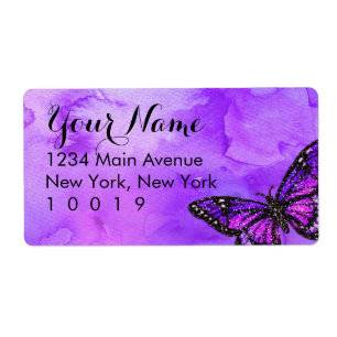 Bat Mitzvah Butterfly Purple and Pink Painted Label