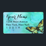 Bat Mitzvah Butterfly Turquoise Watercolor Painted Label<br><div class="desc">Bar Mitzvah and Bat Mitzvah invitation sets designed by Umua. Printed and shipped by Zazzle or its partners.</div>