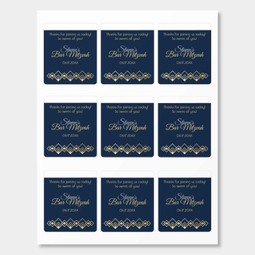 Bat Mitzvah Candy Roll of Mints Navy Art Deco