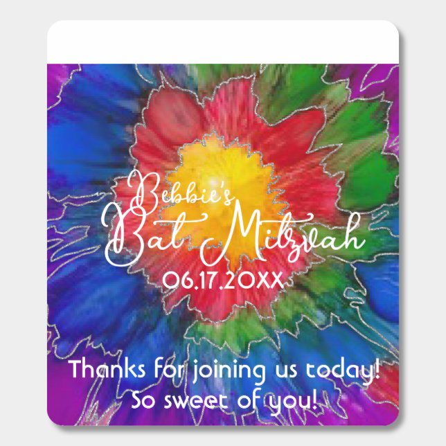 Bat Mitzvah Candy Roll of Mints Tie Dye (Sticker)