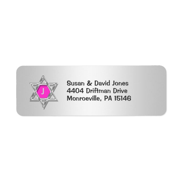 Bat mitzvah celebrations "return address" label (Front)